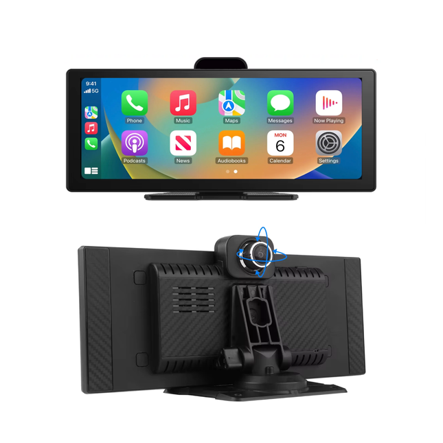 Écran Carplay & Android Auto avec Dashcam Avant 4K & Caméra Arrière