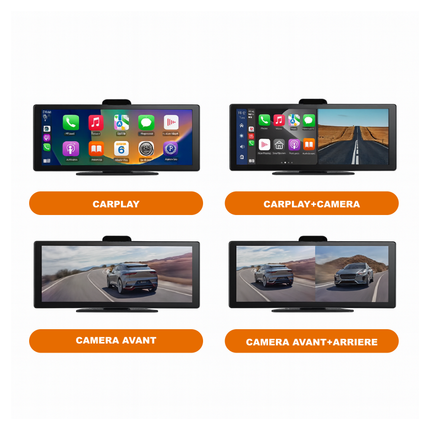 Écran Carplay & Android Auto avec Dashcam Avant 4K & Caméra Arrière
