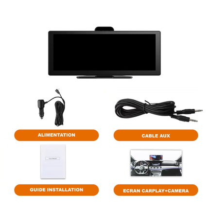 Écran Carplay & Android Auto avec Dashcam Avant 4K & Caméra Arrière