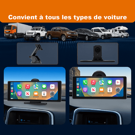 Écran Carplay & Android Auto avec Dashcam Avant 4K & Caméra Arrière