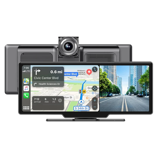 Écran Carplay & Android Auto avec Caméra Avant 4K & Caméra Arrière
