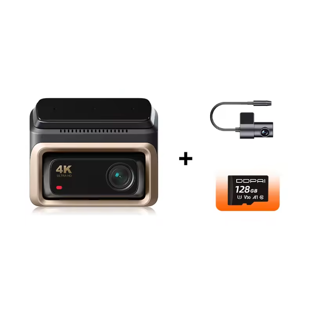 SmartAuto™ Dashcam 4K – Caméra Avant + Intérieure/Arrière Sans Fil avec Surveillance 24/7
